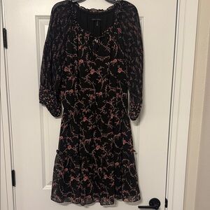 White House Black Market Black and Pink Floral Dress